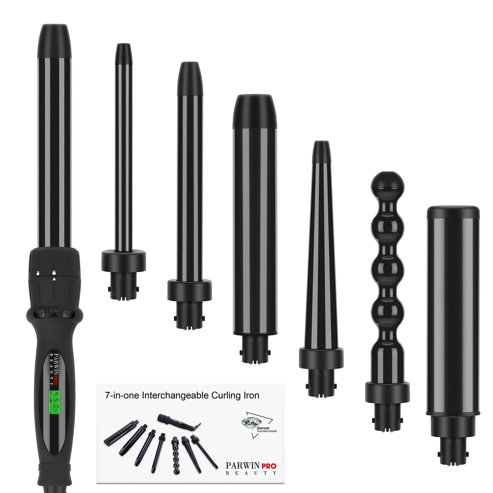Amazon.com: PARWIN PRO BEAUTY 7 in 1 Curling Iron Wand Set,Dual